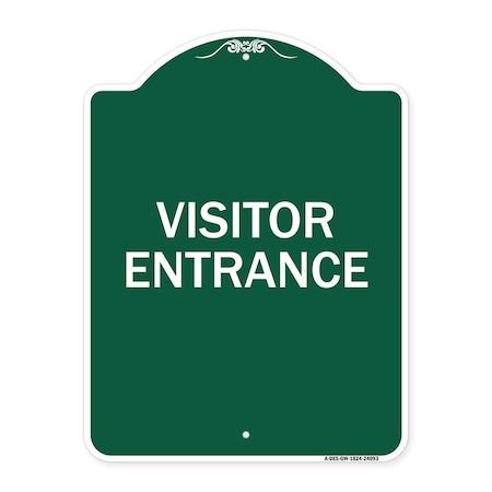 Designer Series Entrance Visitor Entrance, Green & White Aluminum Architectural Sign